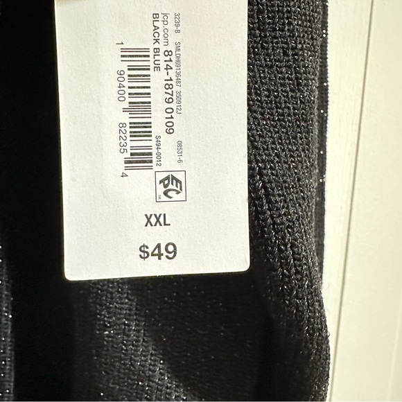 Liz Claiborne Sweater Women's XXL Black & Blue metallic knit Sweater - Picture 9 of 9